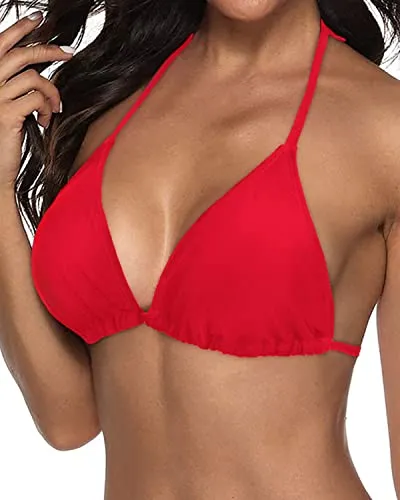 Adjustable Swimwear String Triangle Bikini Top-Red