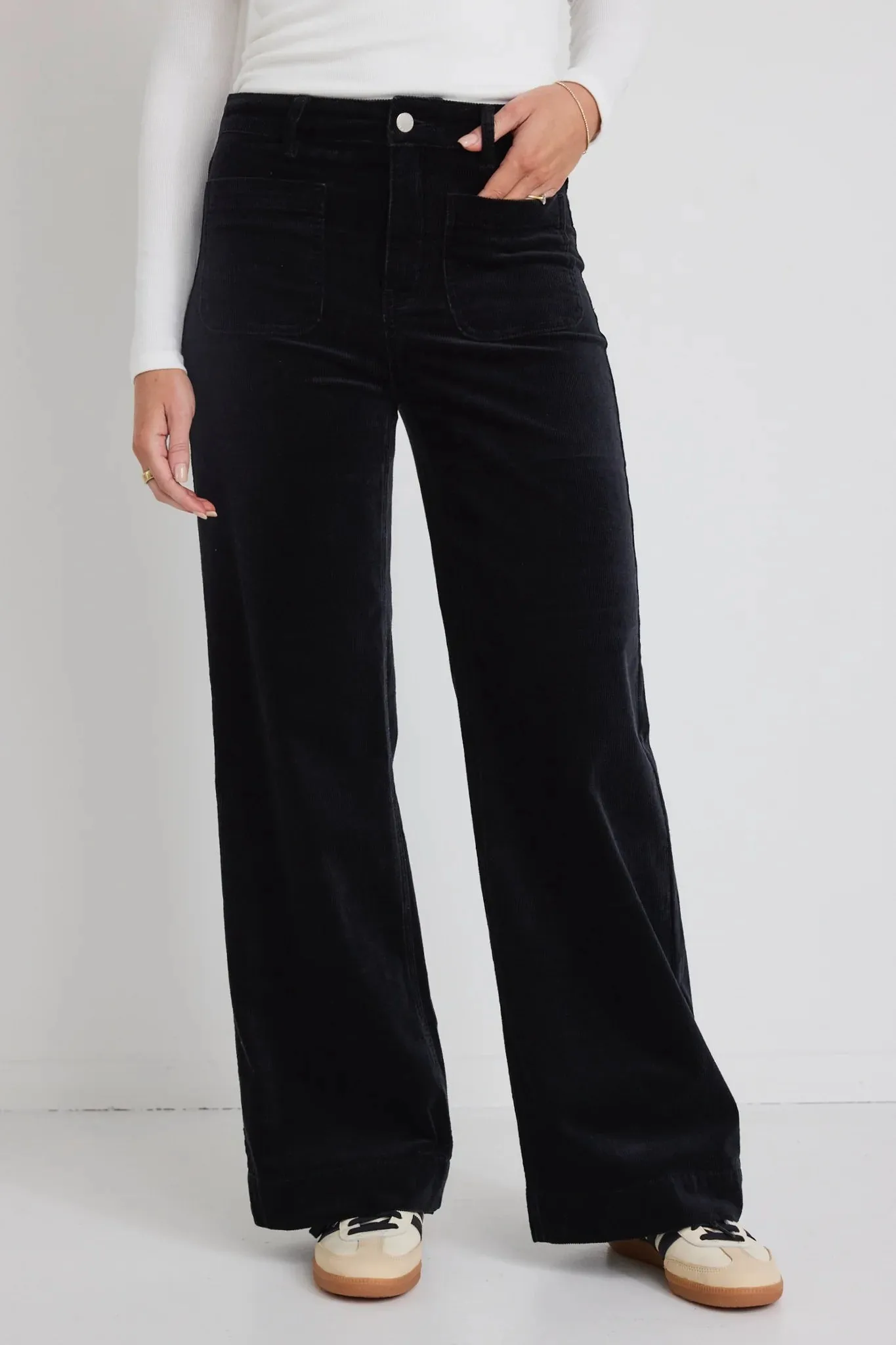 Among The Brave Zoey Wide Leg Pant Black Cord