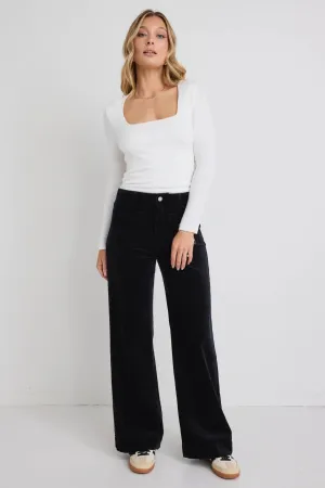 Among The Brave Zoey Wide Leg Pant Black Cord