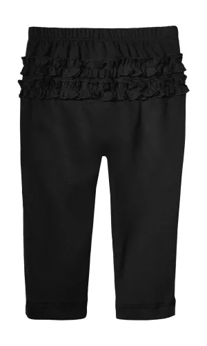 Baby Ruffle Butt Soft Cotton Leggings | Black