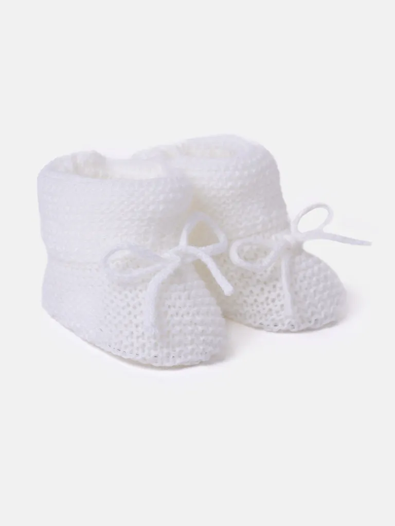 Baby Unisex Snuggle Knitted Booties - White