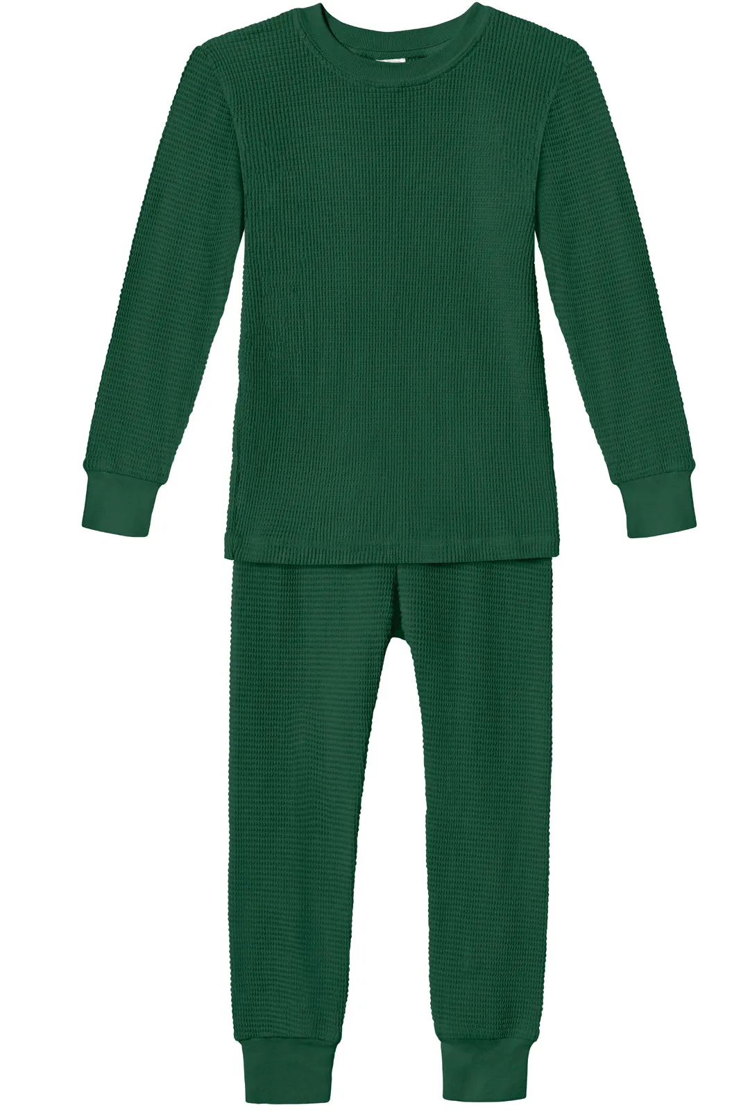 Boys and Girls 100% Cotton Soft & Warm Heavier Thermal Long John Set | Forest Green