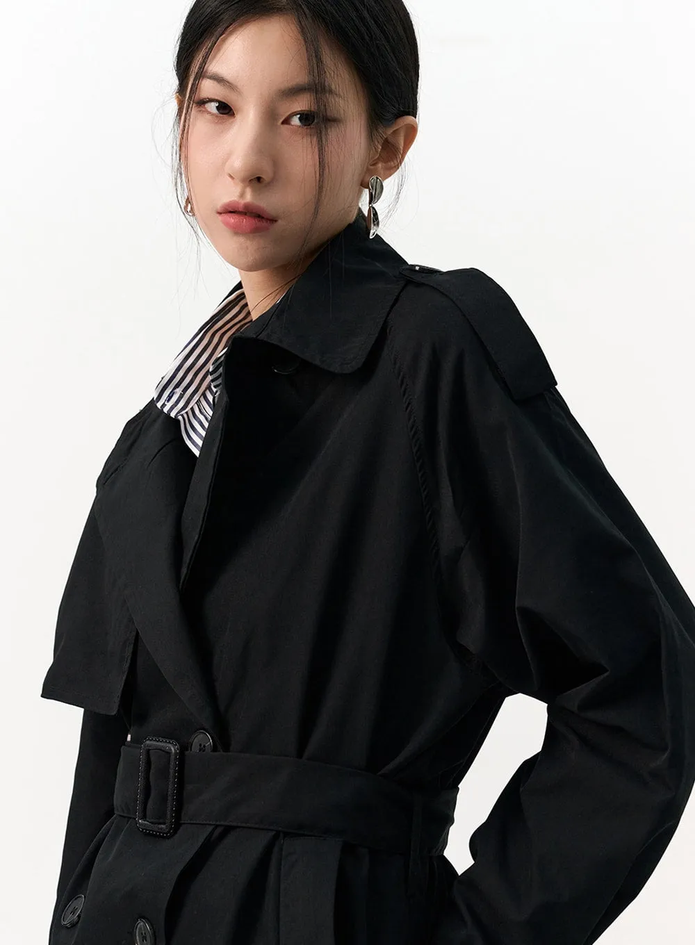 Buttoned Half Trench Coat IO320