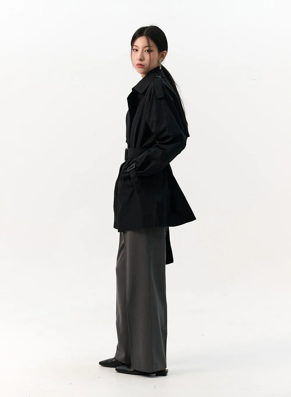 Buttoned Half Trench Coat IO320