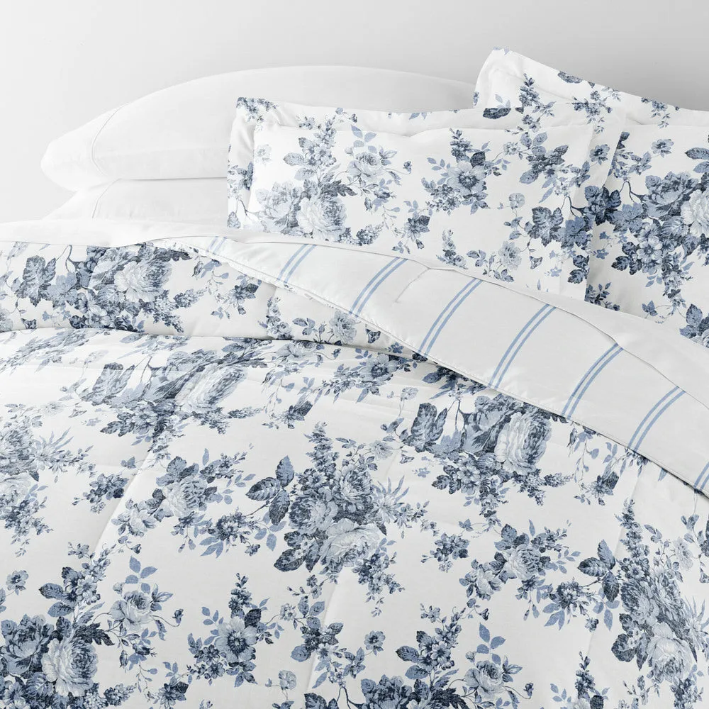 Cabbage Rose Reversible Down-Alternative Comforter Set