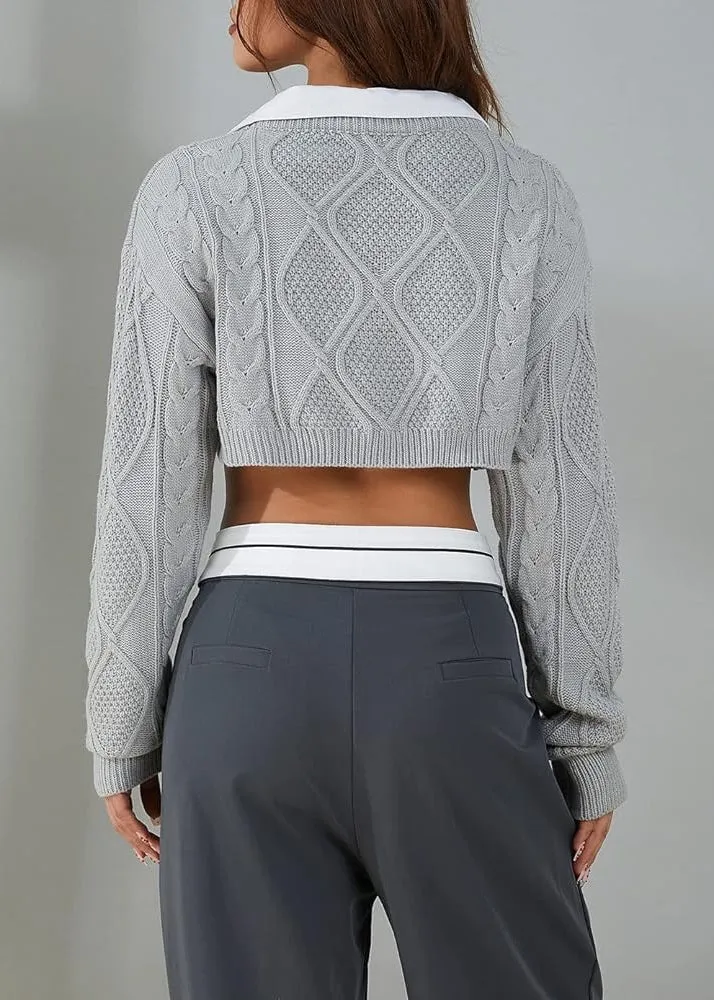 Cable Knit Cropped Sweater