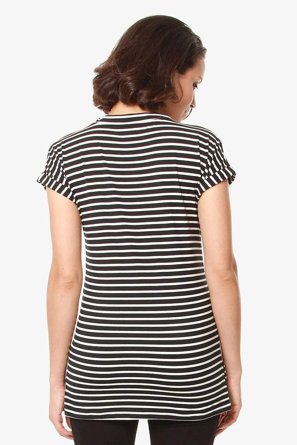 Cap Sleeves Calla V Neck Black Stripes Nursing Top