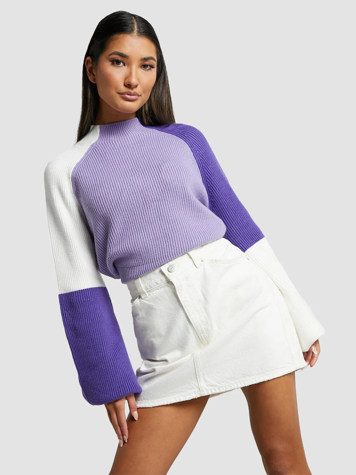 Color blocked knit sweater