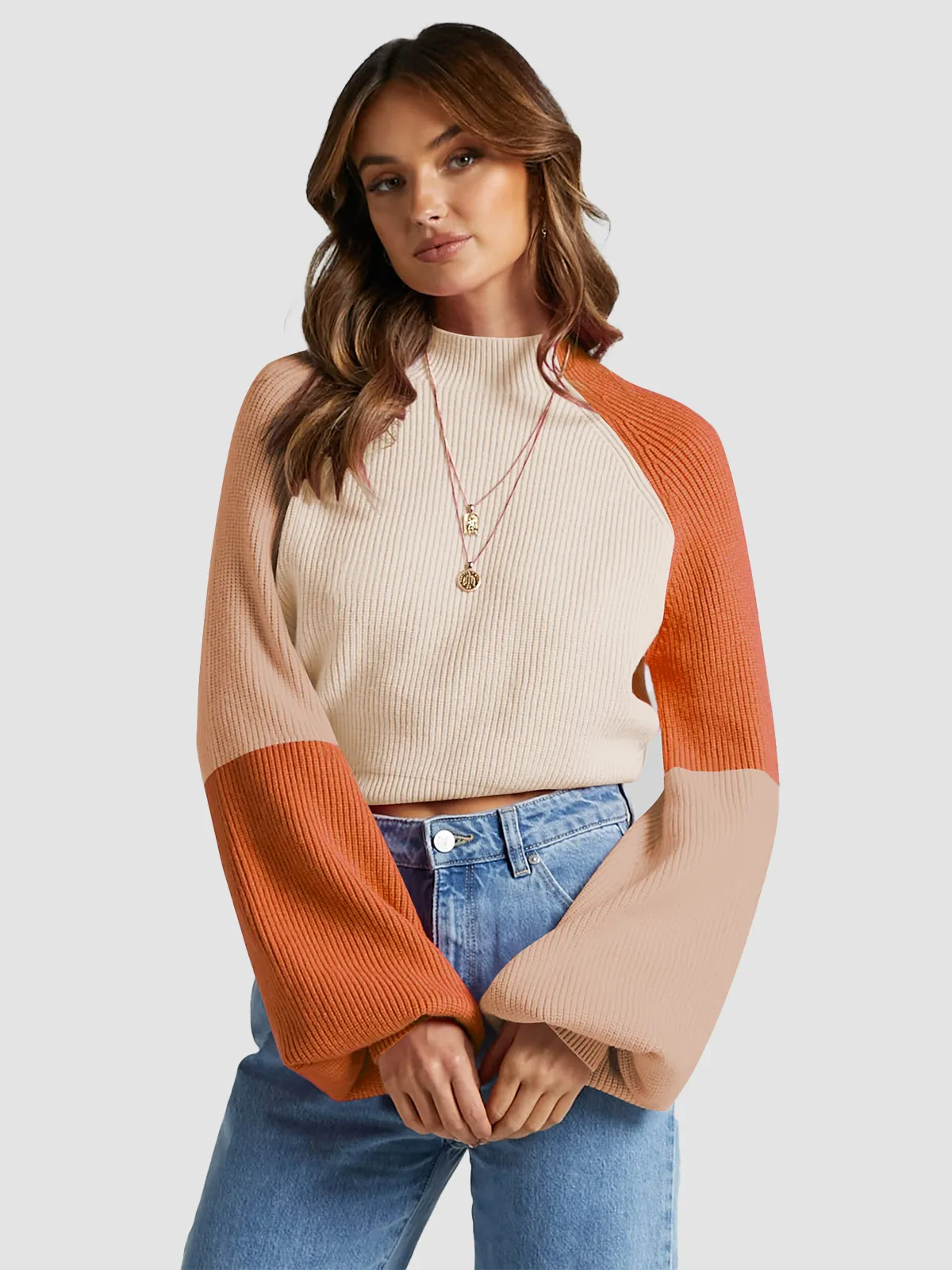 Color blocked knit sweater