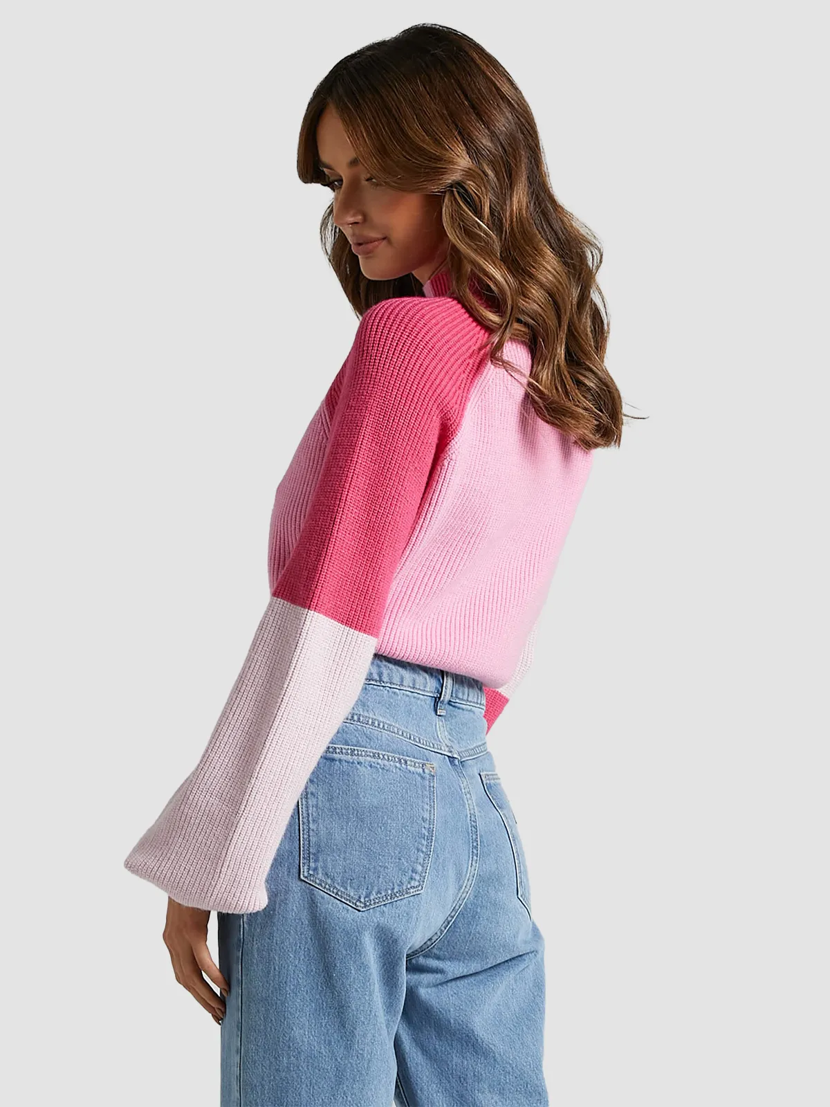 Color blocked knit sweater