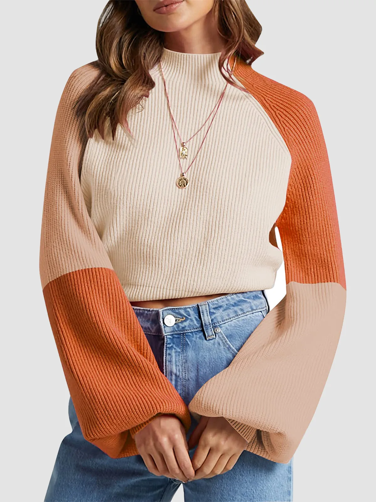 Color blocked knit sweater