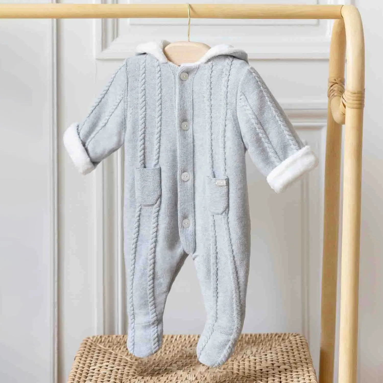 Cozy Cableknit Baby Footed Jumpsuit