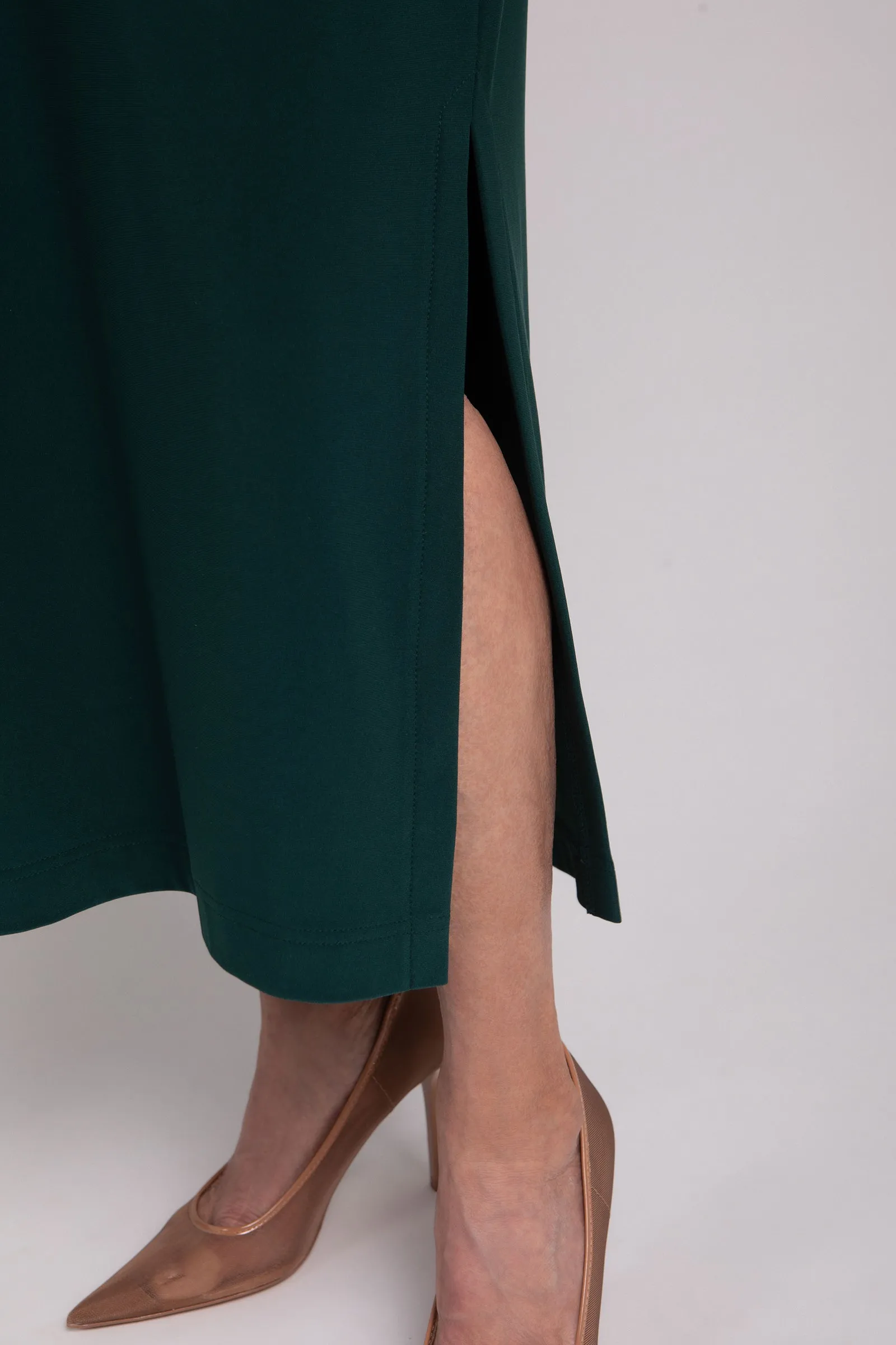 Cozy Raglan Funnel Neck Dress | Evergreen