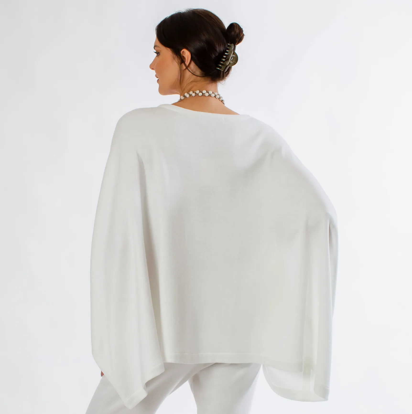 Crown Linen's Cozy Macy elegant poncho in black or white- one size