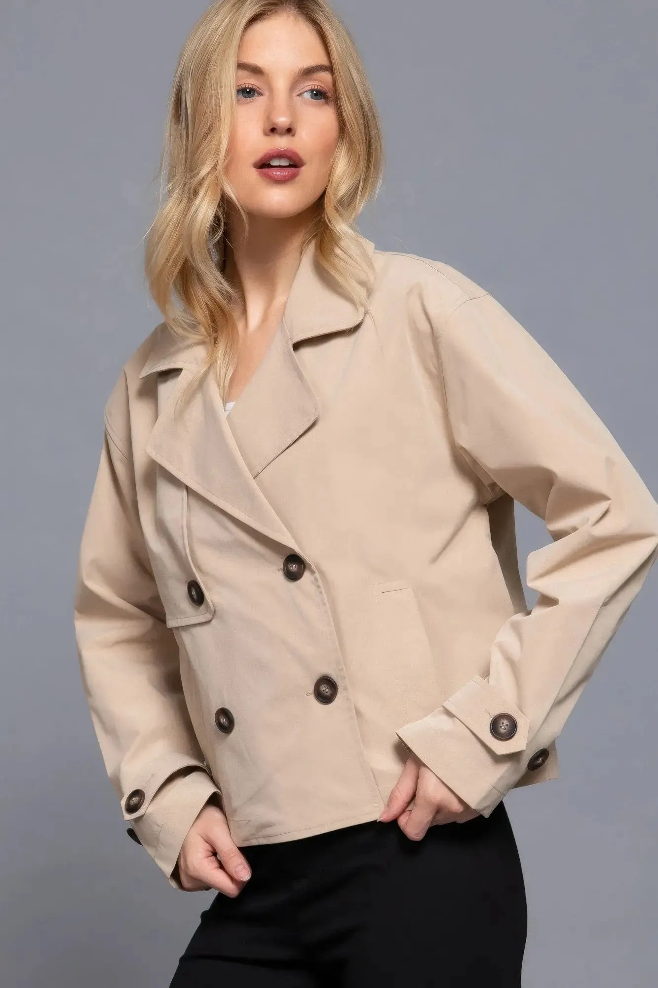 Double Breasted Short Women's Trench Coat