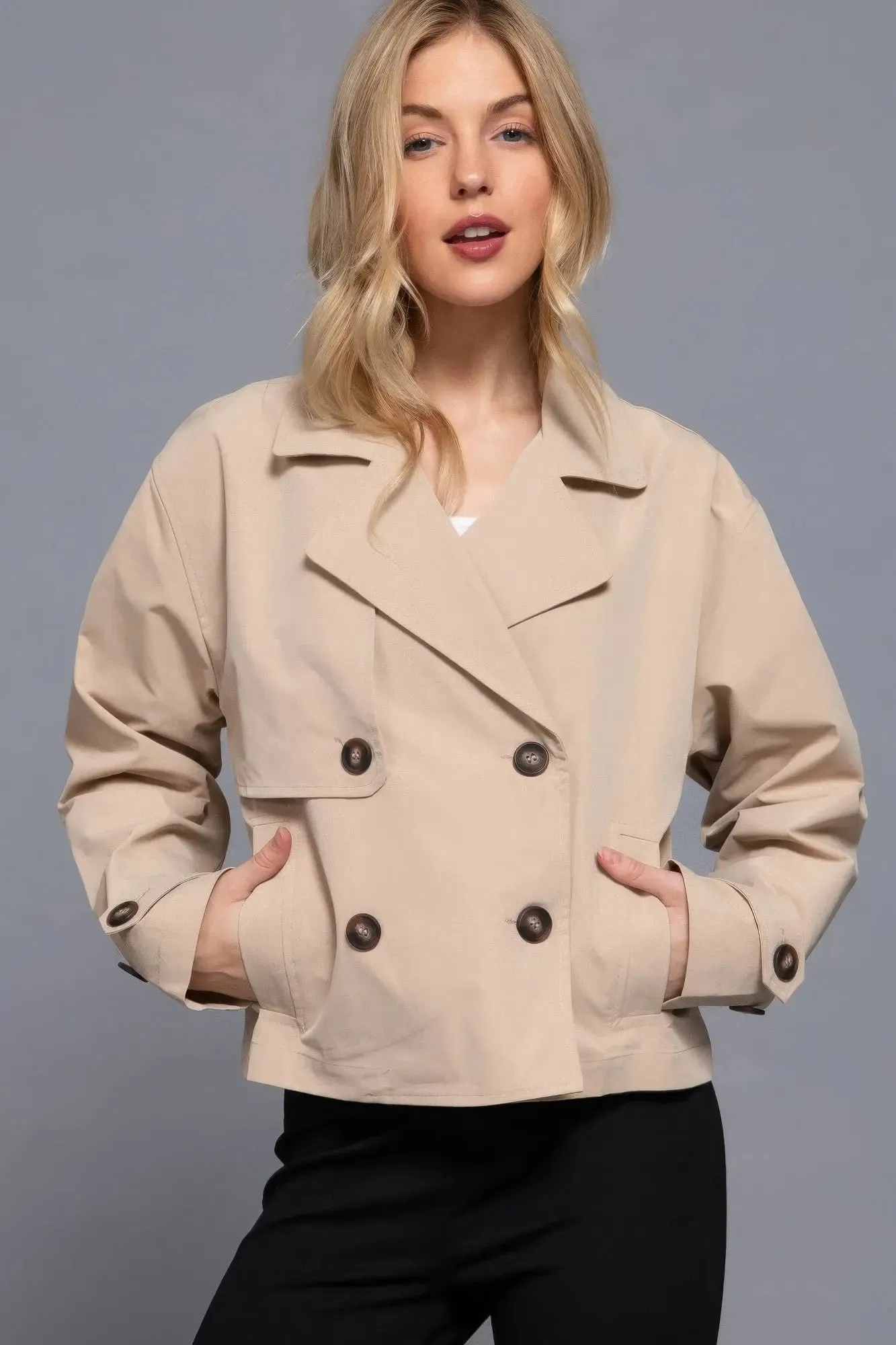 Double Breasted Short Women's Trench Coat