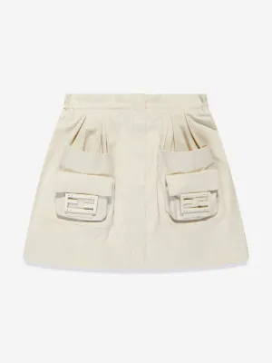 Fendi Girls Cargo Pocket Skirt in Ivory