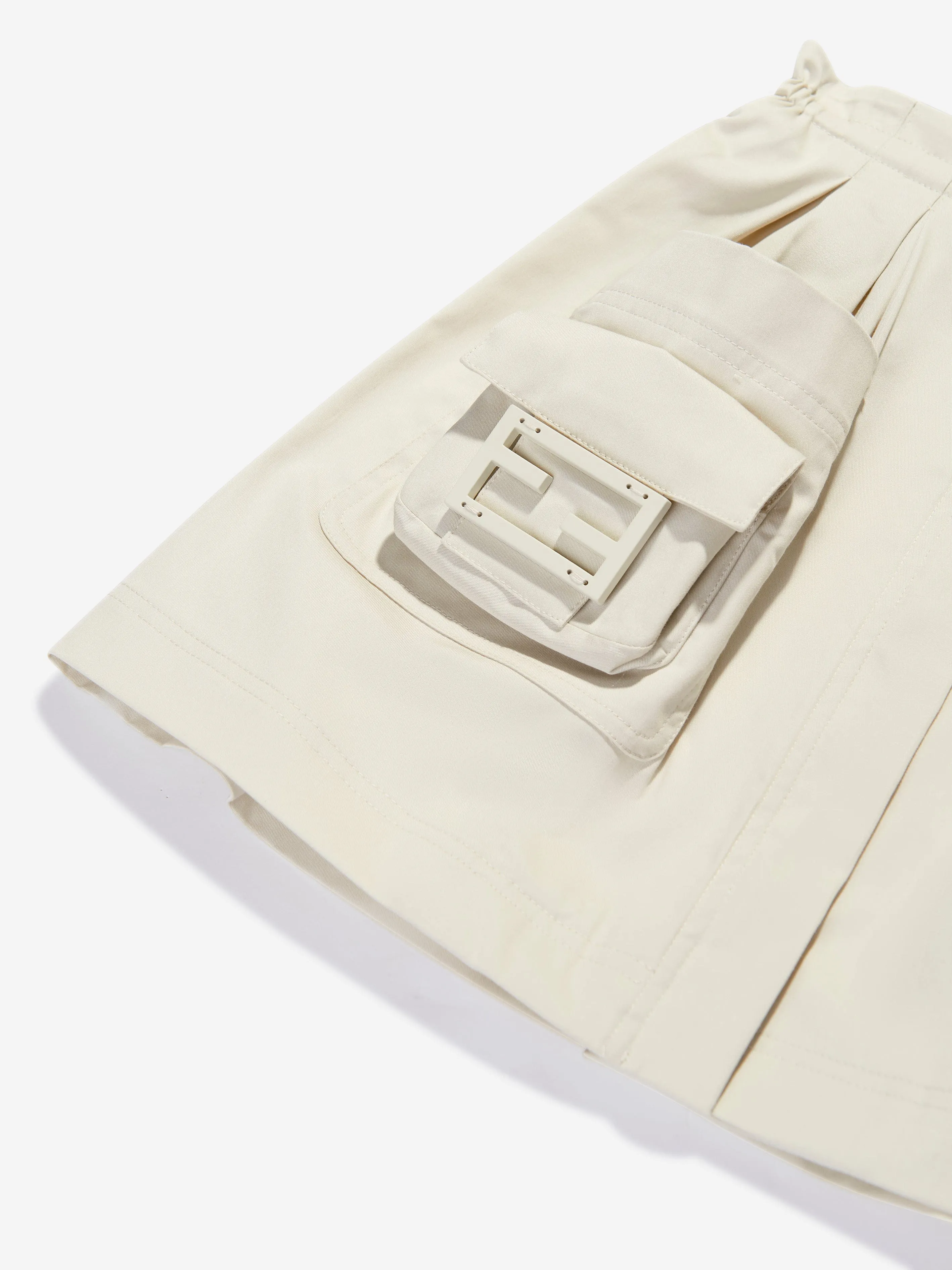 Fendi Girls Cargo Pocket Skirt in Ivory