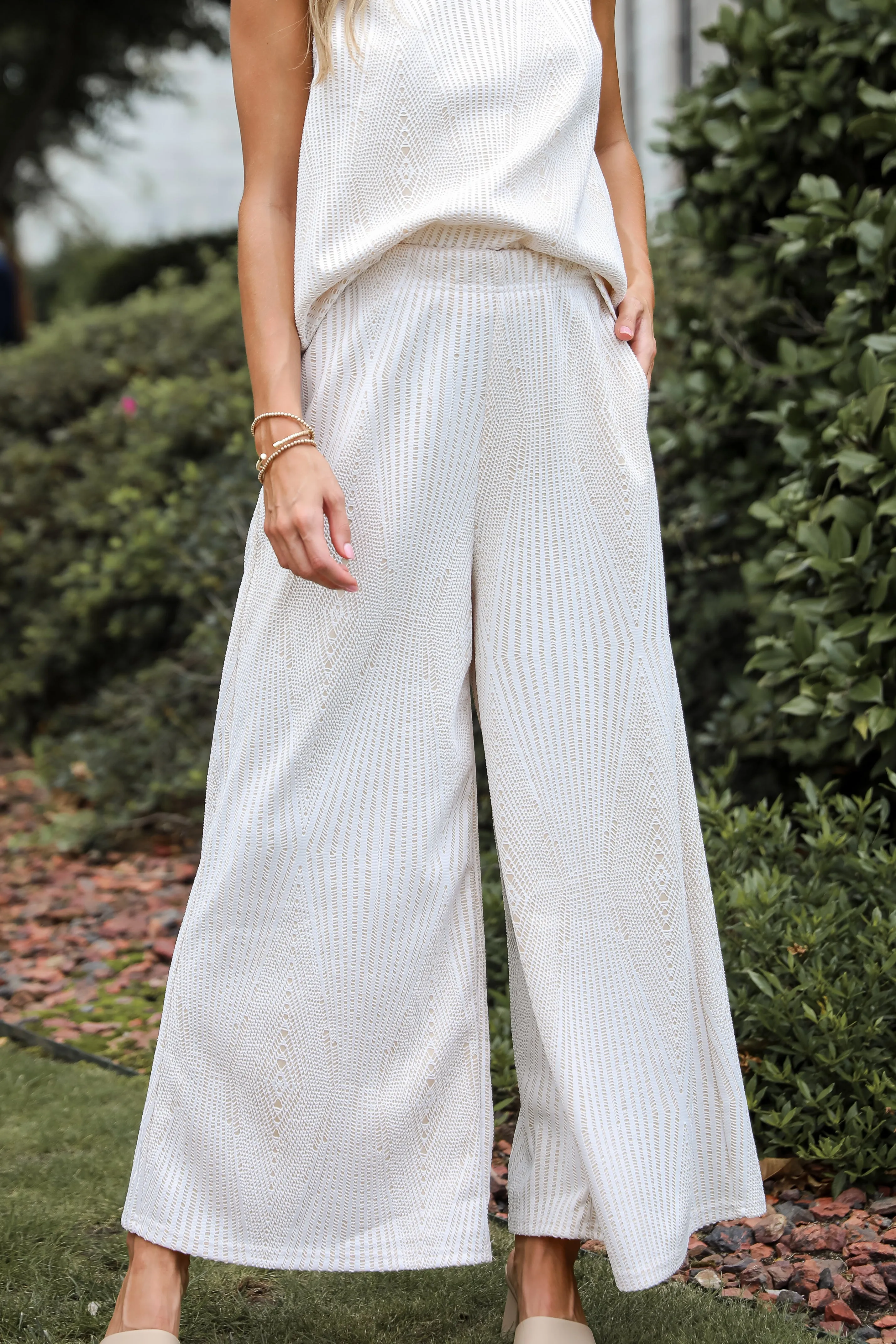 FINAL SALE - Aesthetic Aura Ivory Crochet Knit Pants