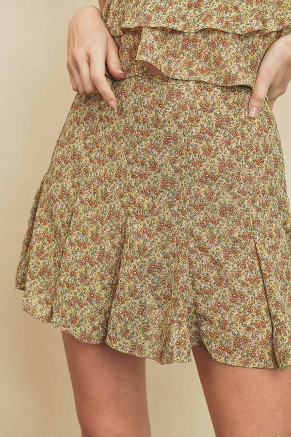 Floral Flared Mini Skirt