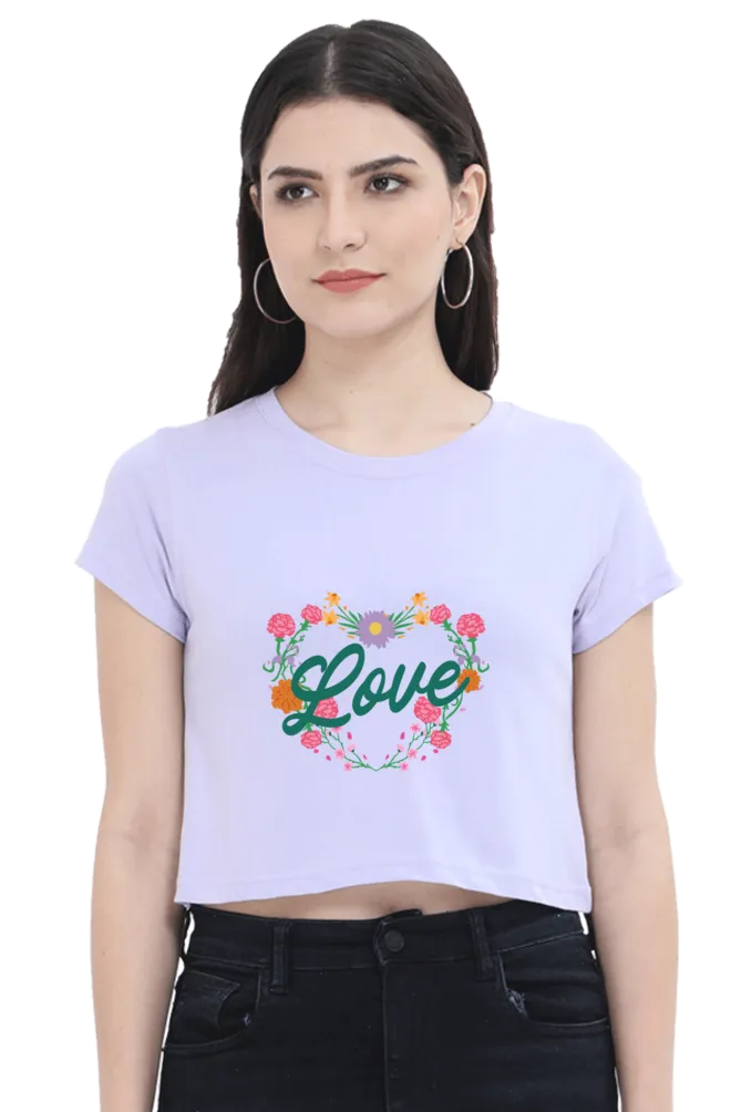 Floral Heart Love Printed Crop Tops for women