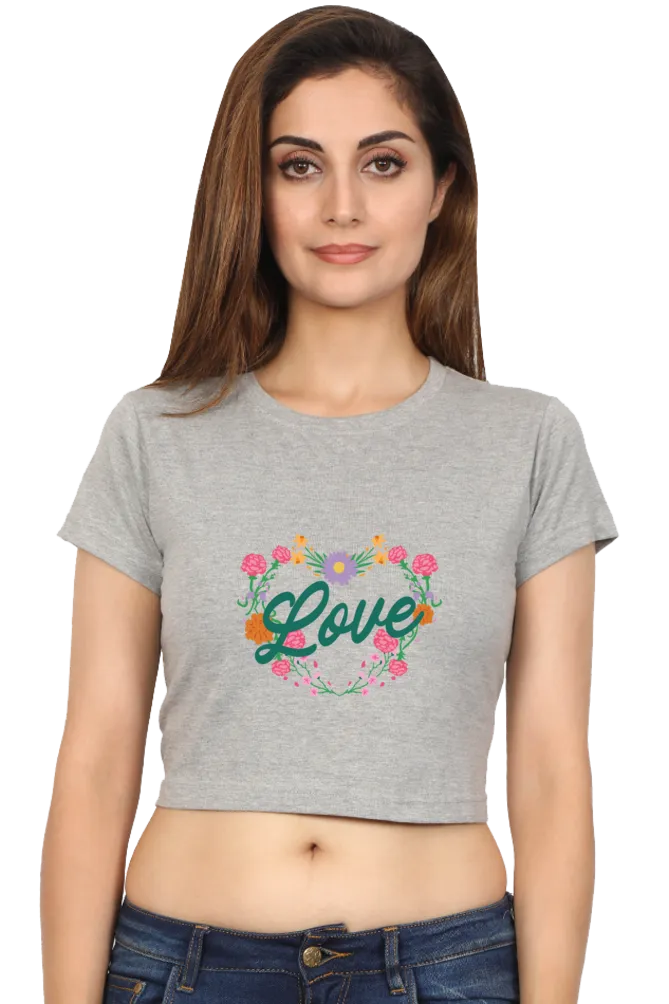 Floral Heart Love Printed Crop Tops for women