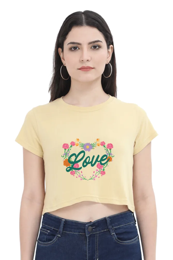 Floral Heart Love Printed Crop Tops for women