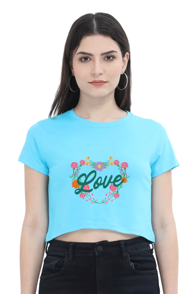 Floral Heart Love Printed Crop Tops for women