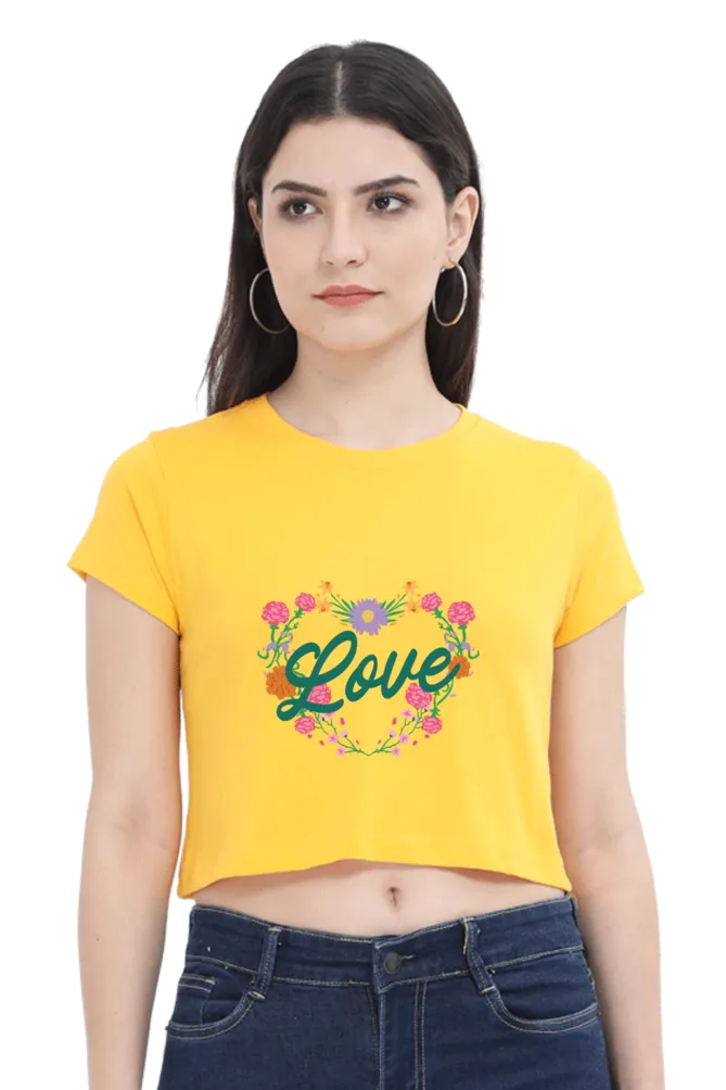 Floral Heart Love Printed Crop Tops for women