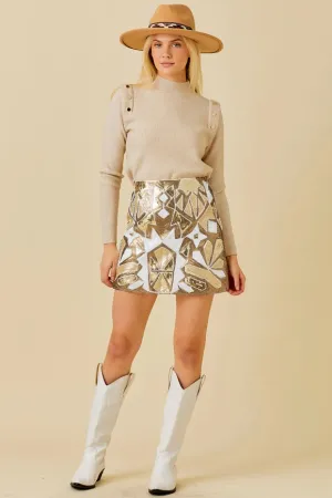 Geometric Sequin Skirt