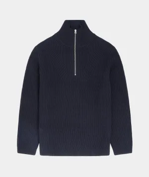 Half Zip Wool Knit - Navy