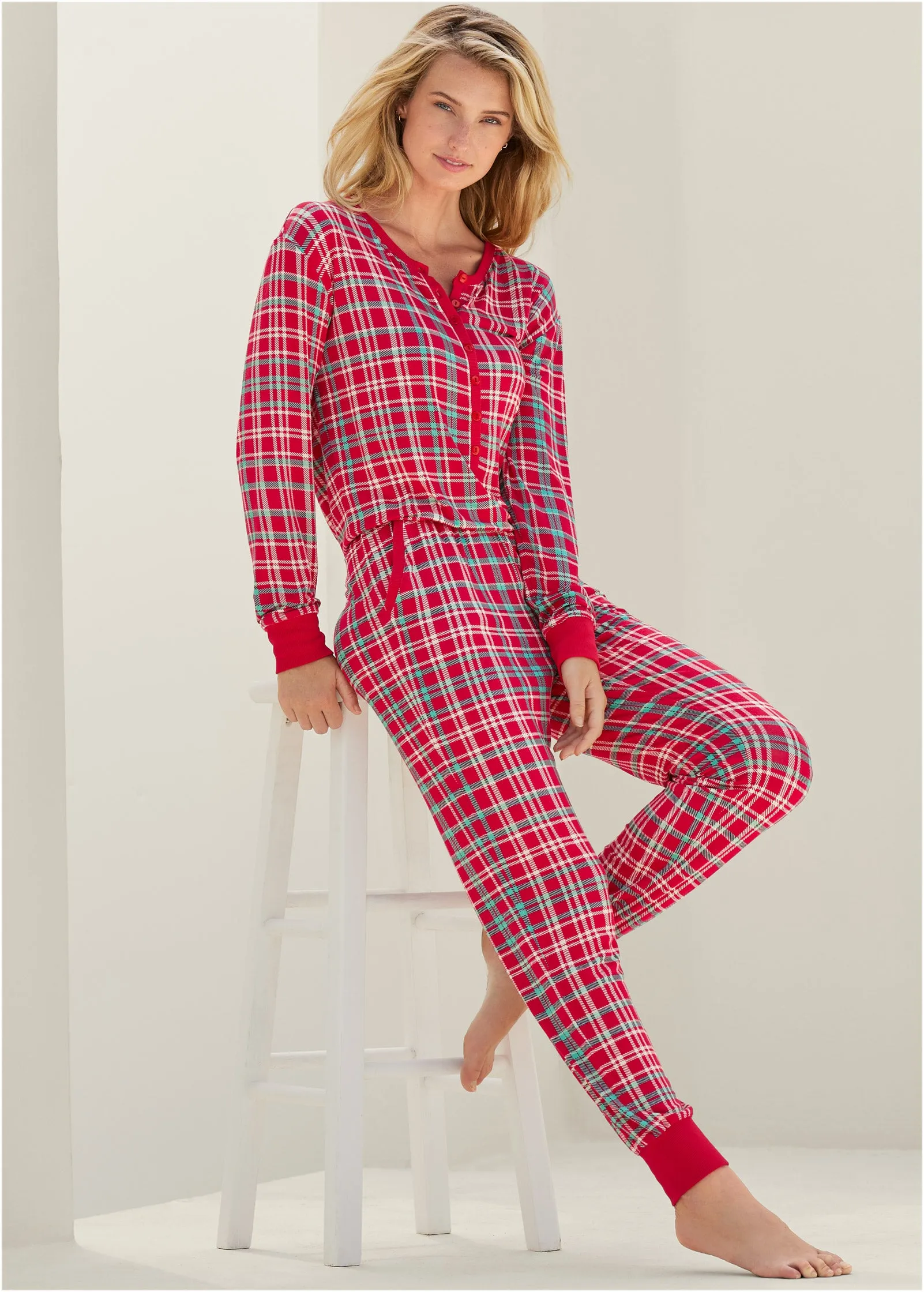 Henley PJ Onesie - Festive Flannel