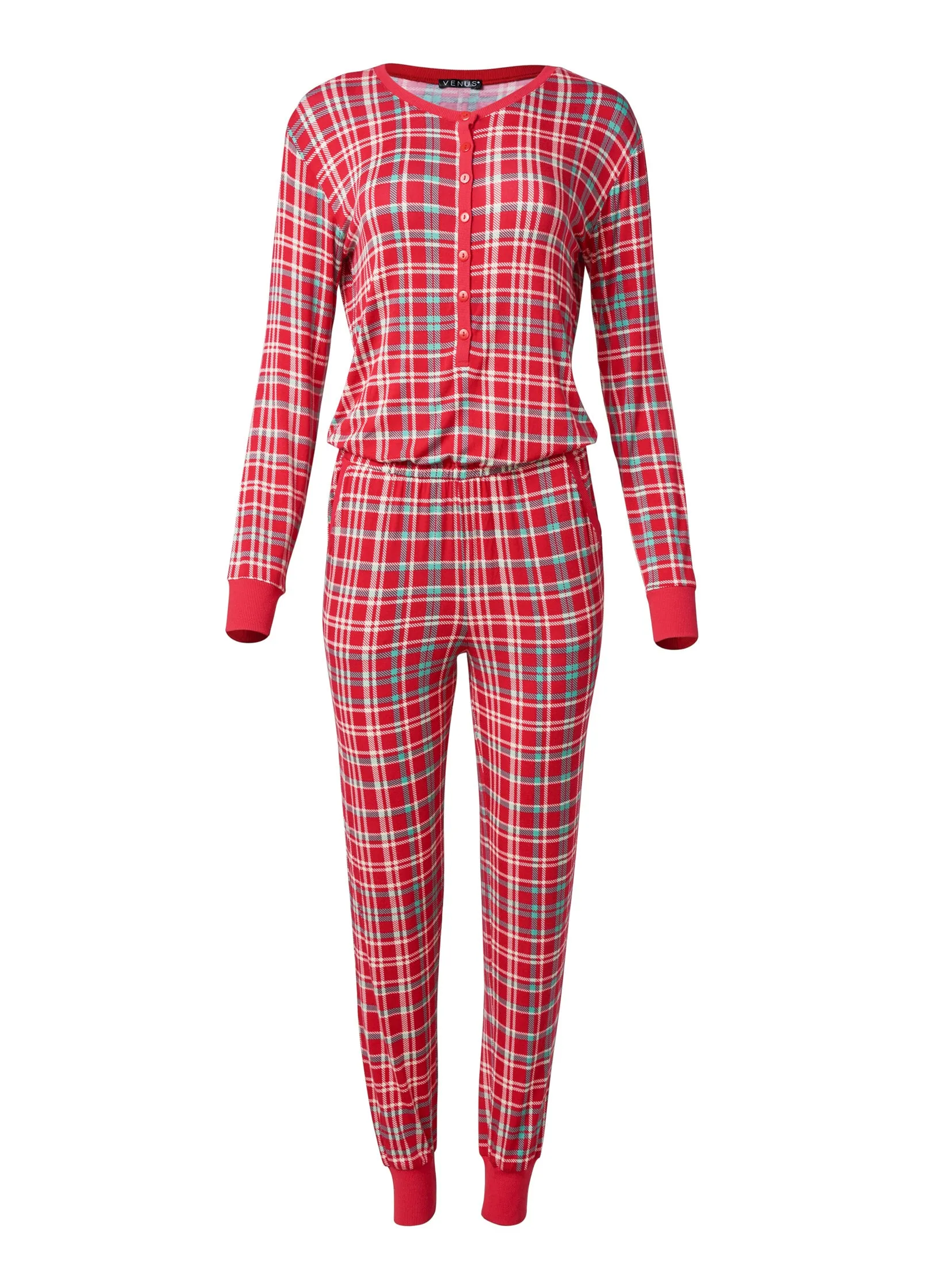 Henley PJ Onesie - Festive Flannel