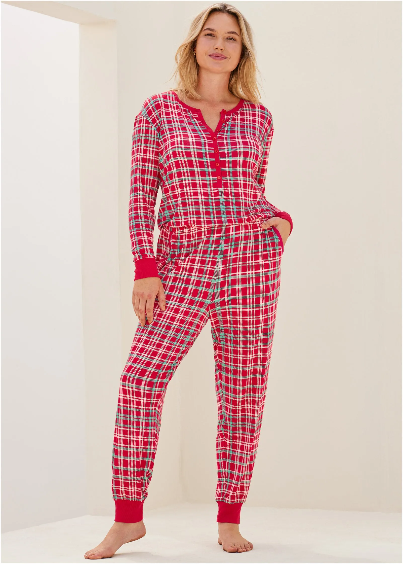 Henley PJ Onesie - Festive Flannel