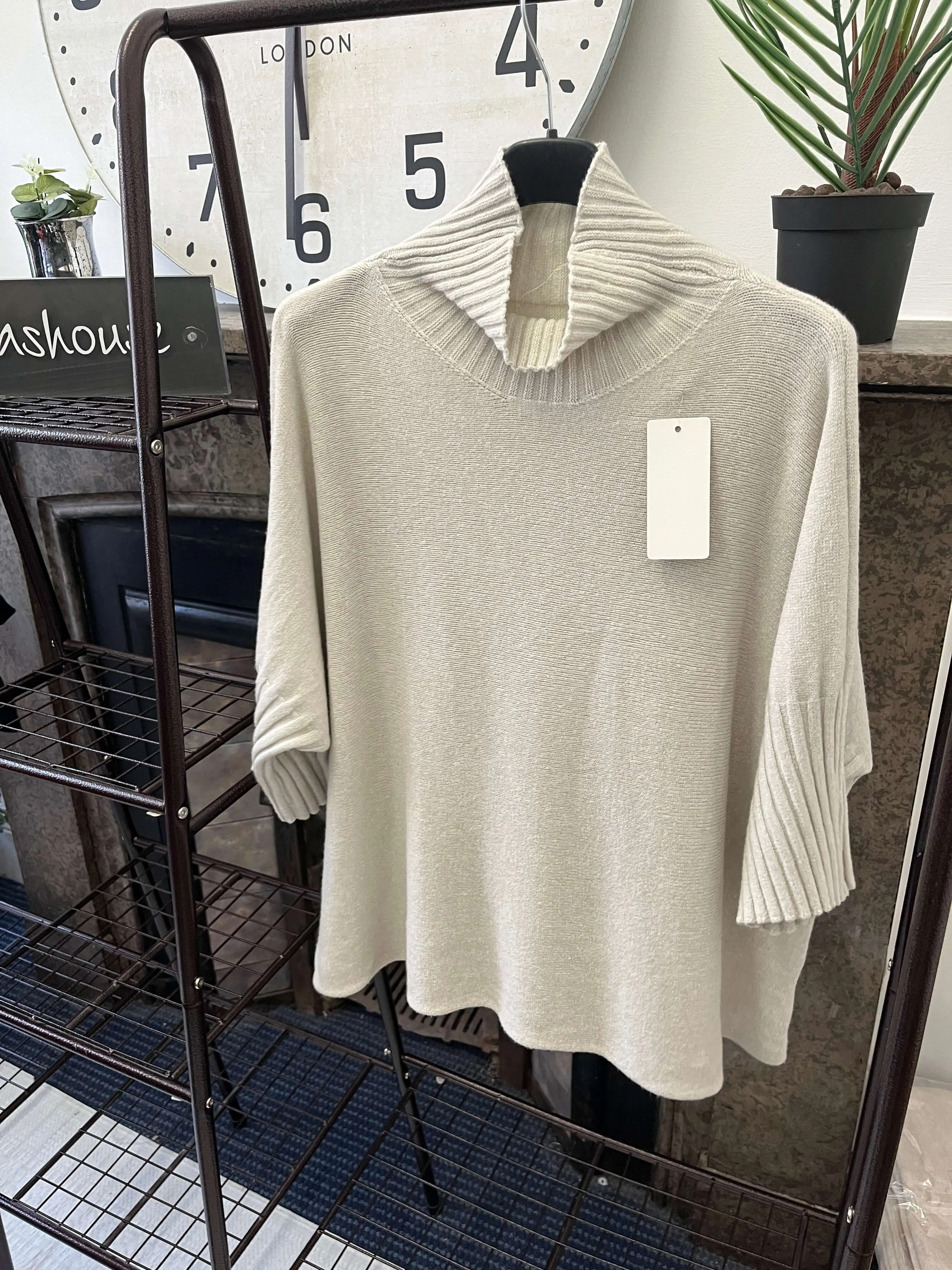 High Neck Ribbed Boxy Jumper