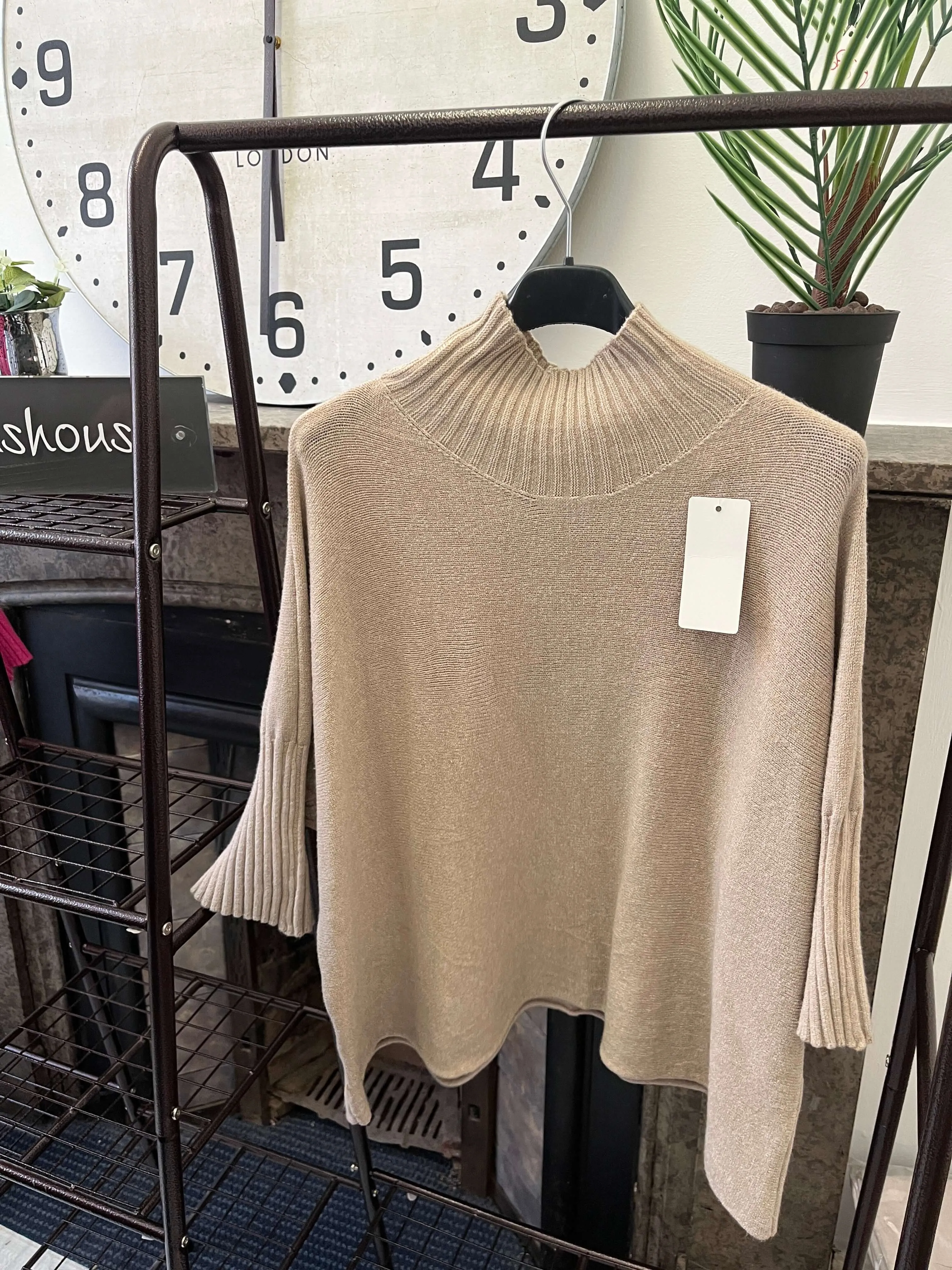 High Neck Ribbed Boxy Jumper