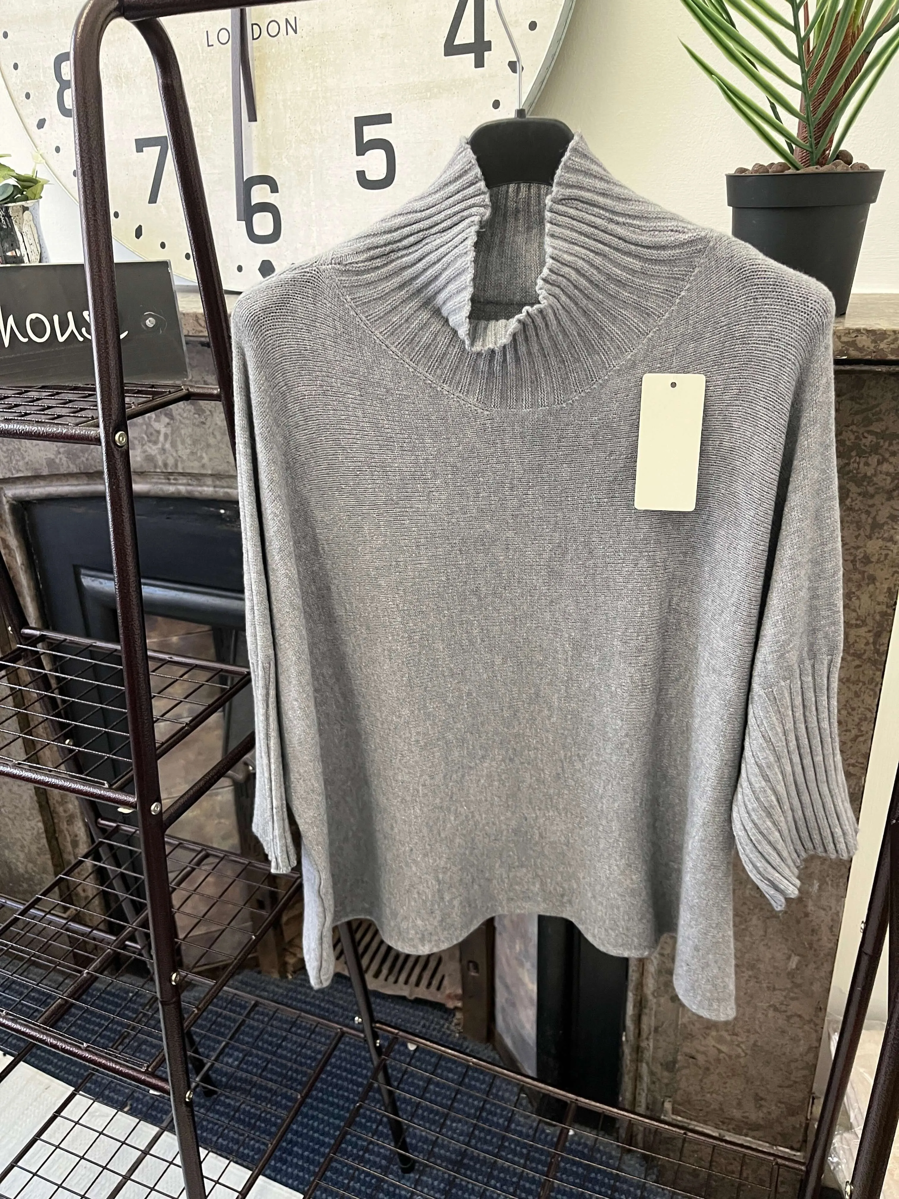 High Neck Ribbed Boxy Jumper