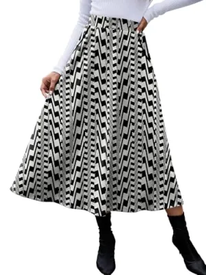 HUSKARY Plaid Skirts for Women 2025 Fall Winter Classic A Line High Elastic Waist Trendy Long Midi Skirt with Pockets