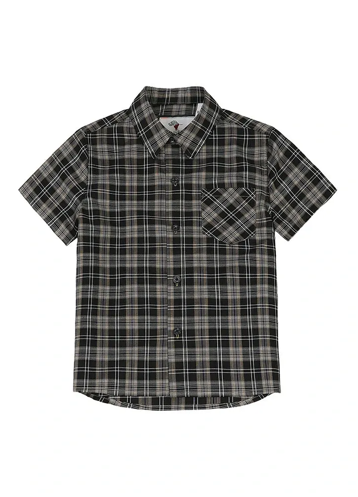 Kids Plaid Short Sleeve Shirt,Button Up