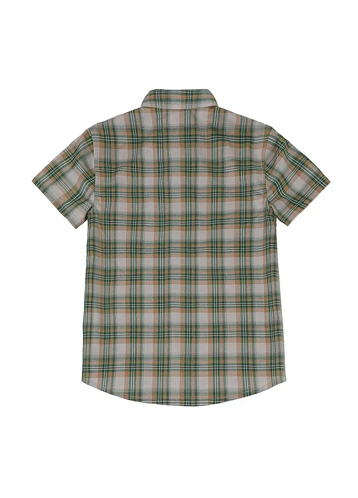 Kids Plaid Short Sleeve Shirt,Button Up