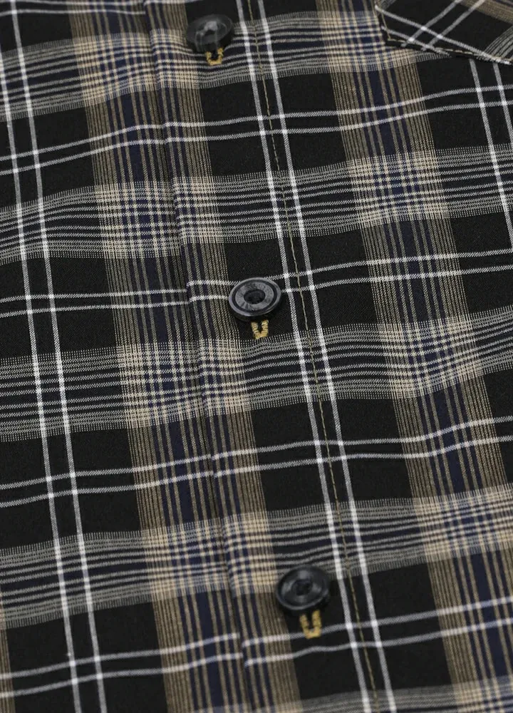 Kids Plaid Short Sleeve Shirt,Button Up