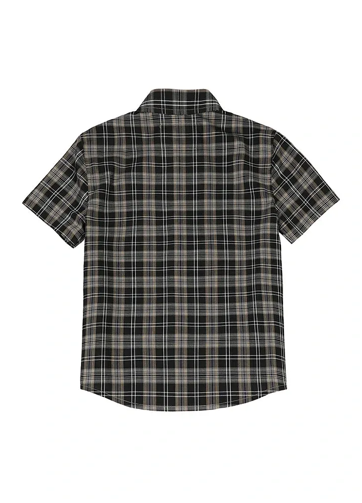 Kids Plaid Short Sleeve Shirt,Button Up