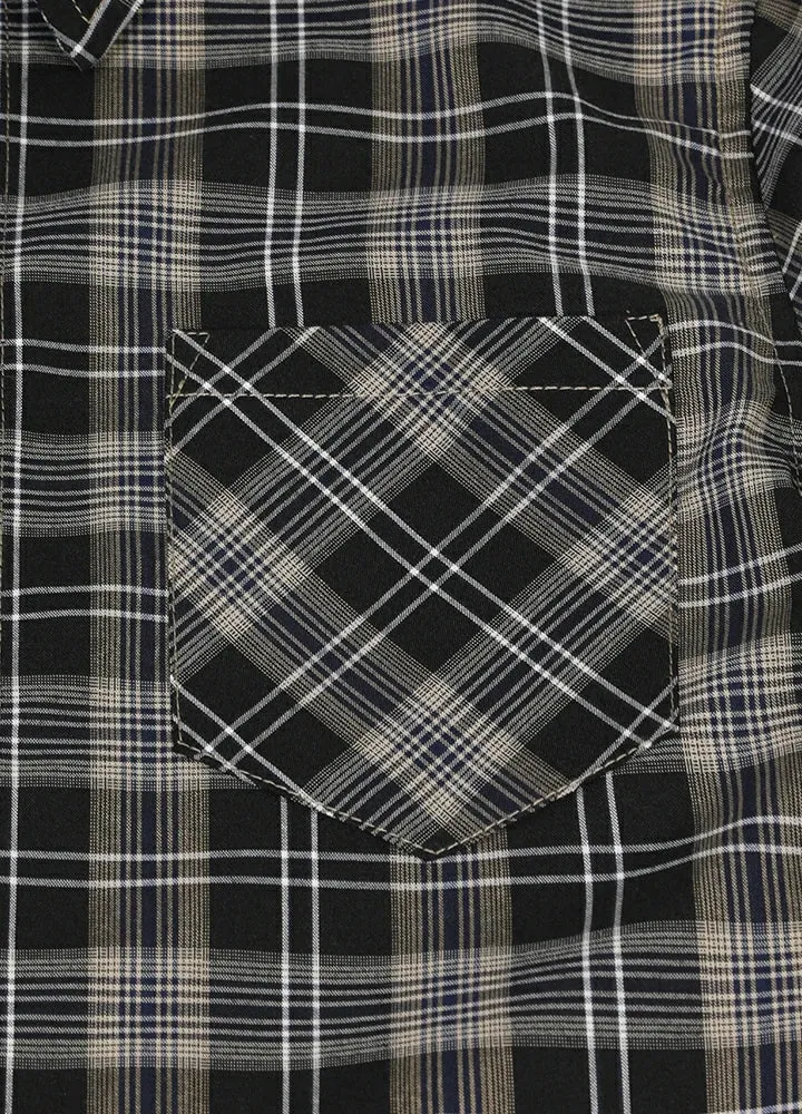 Kids Plaid Short Sleeve Shirt,Button Up