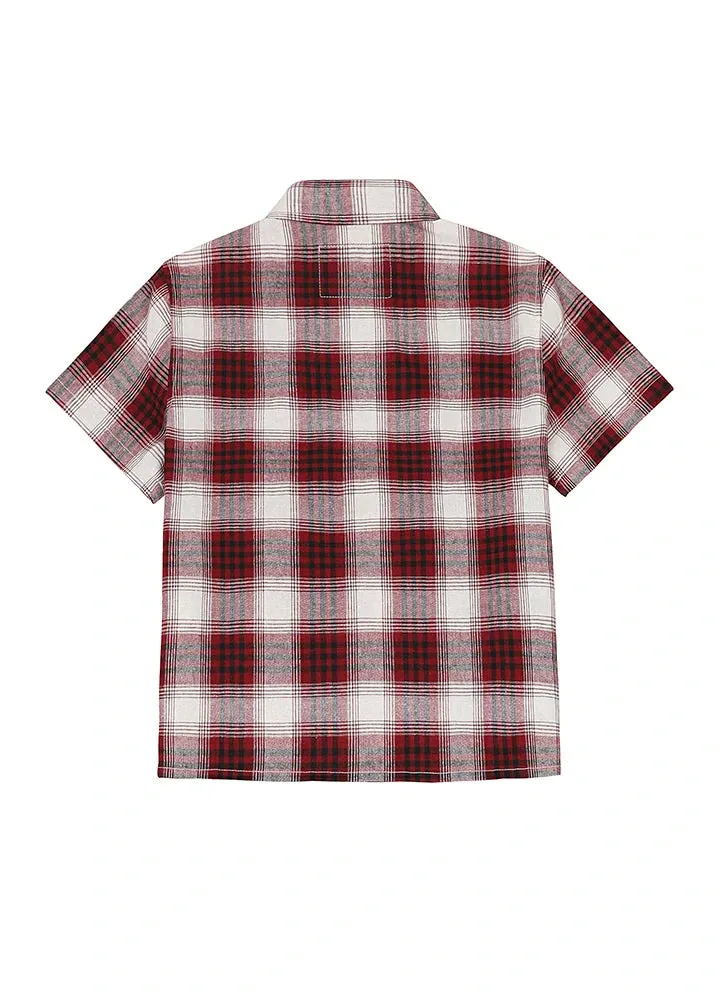 Kids Short Sleeve Cotton Shirt,Button Up