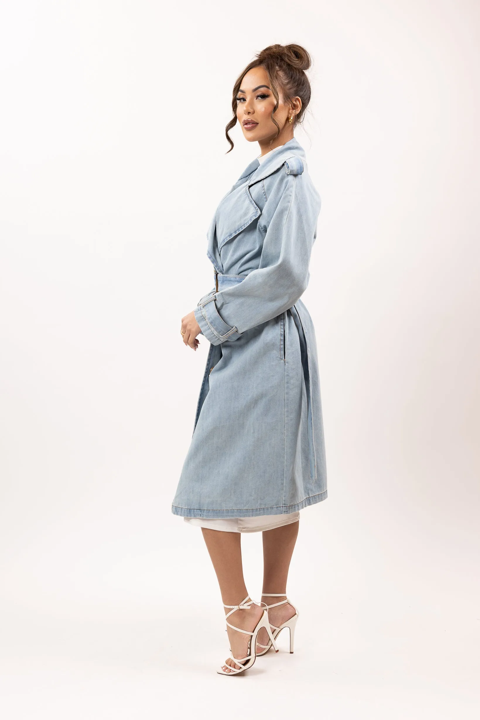 Light Denim Trench Coat