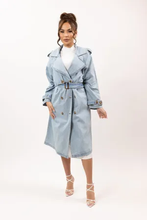 Light Denim Trench Coat