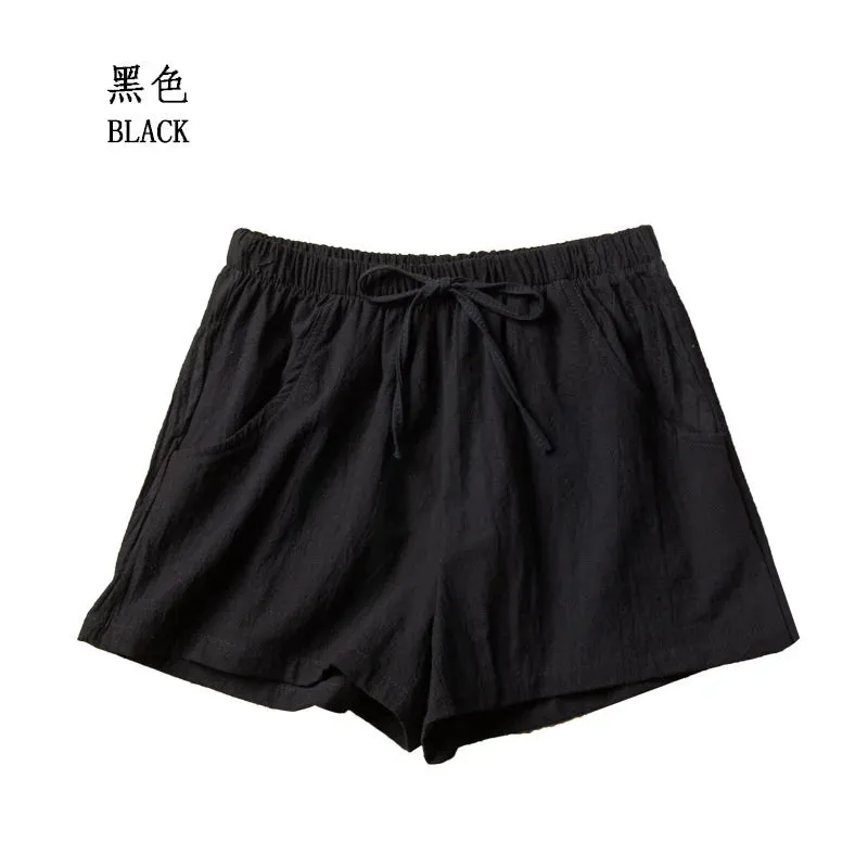 LVSANW Casual Linen Shorts Women Gym Workout Shorts Cotton Short Pants High Waisted Black Ladies Short Femme Women Shorts Sport Femme