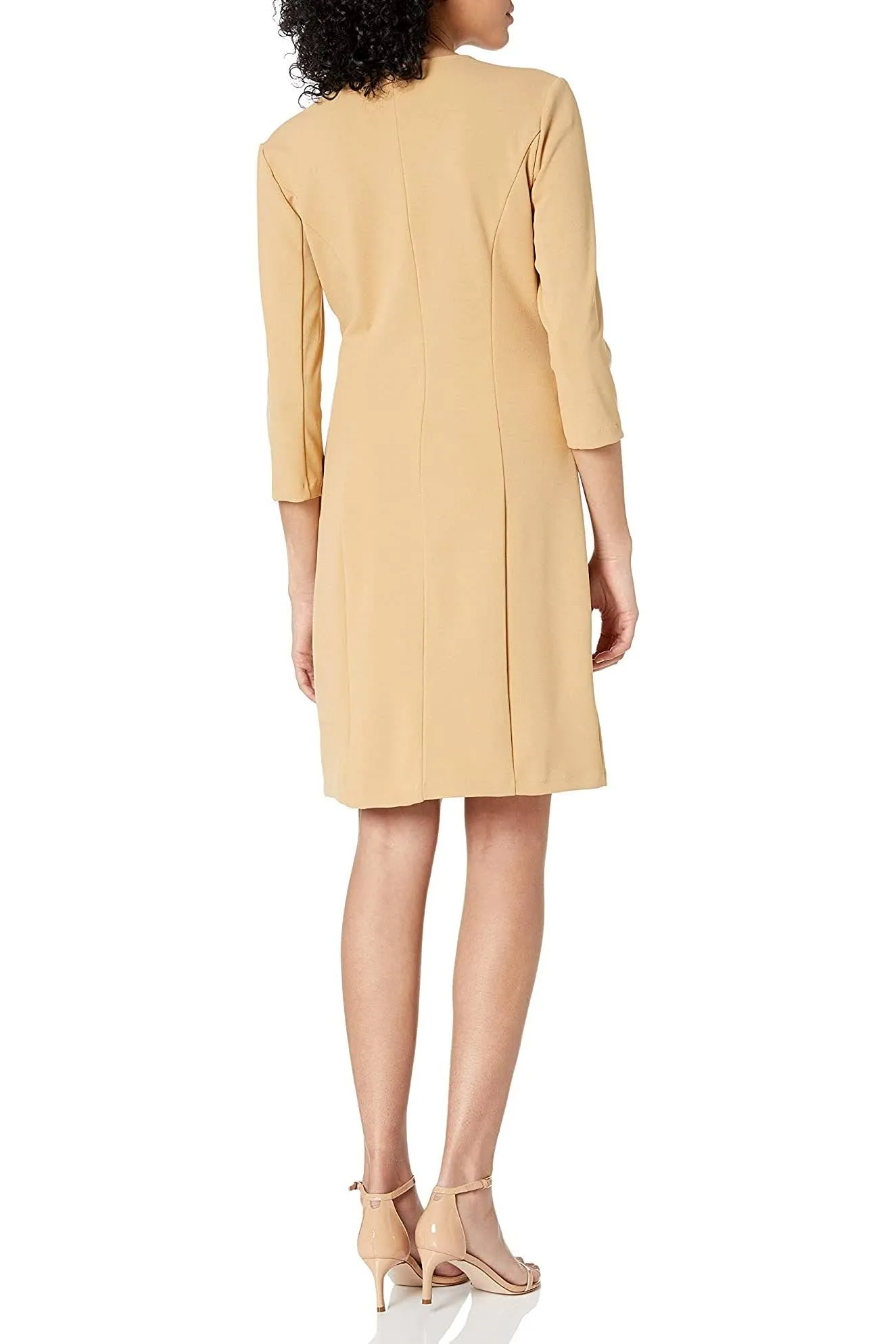 NANETTE Nanette Lepore V-Neck Long Sleeve Trench Solid Stretch Crepe Dress