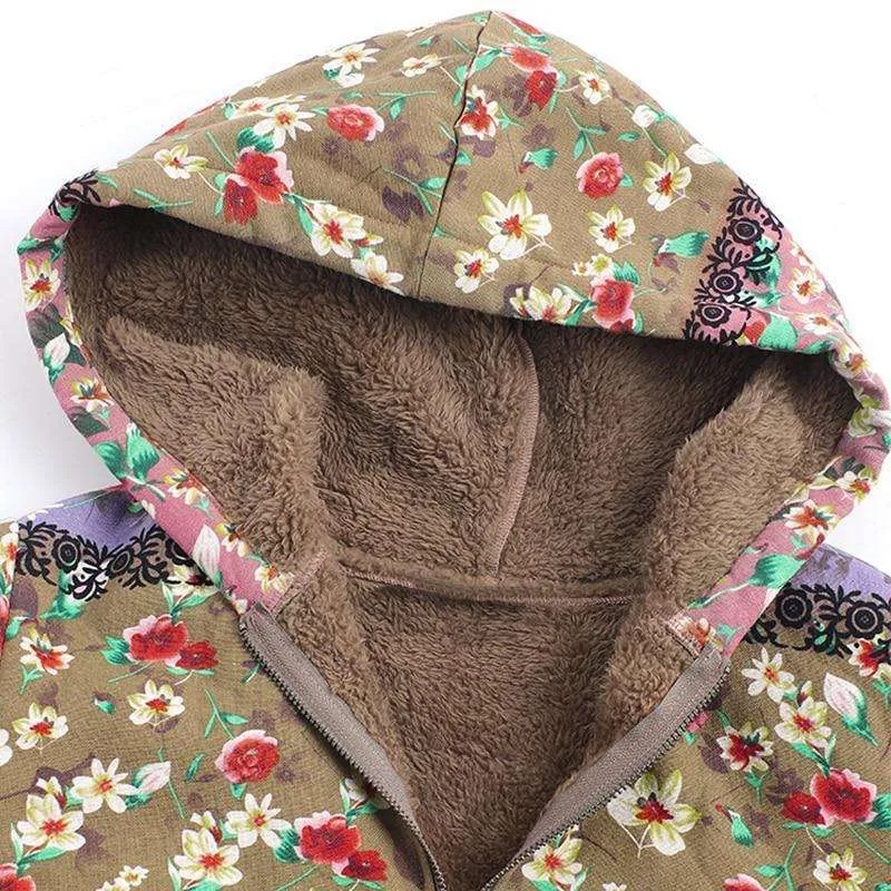 Plush Fluffy Floral Hoodie