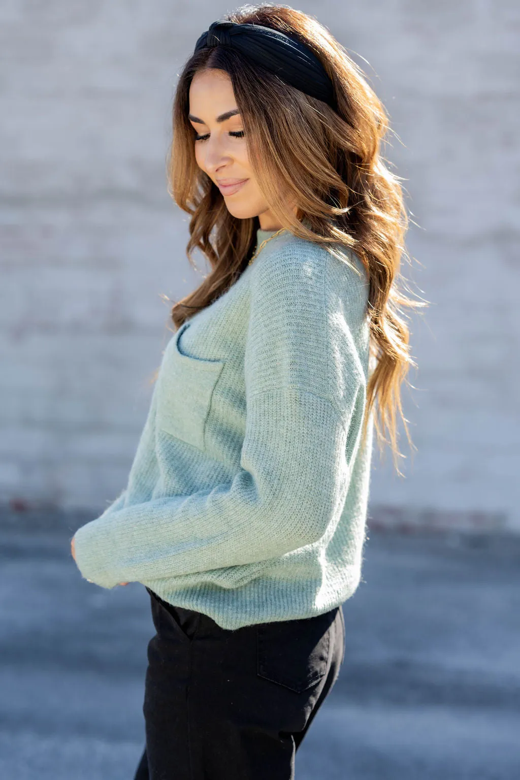 Pocket Accented Knit Sweater